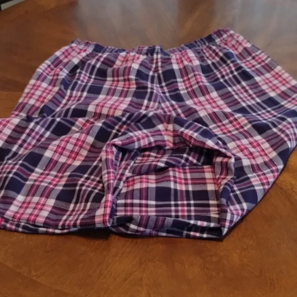 Victoria's Secret PJ Set Size L Flannel Pink Purple Pockets On Top - Picture 8 of 10